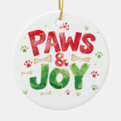Festive "Paws and Joy" Christmas Pet Lover Holiday Keramisch Ornament (Voorkant)