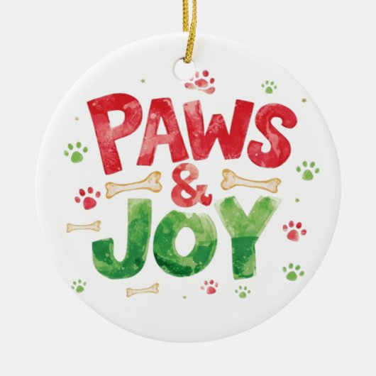 Festive "Paws and Joy" Christmas Pet Lover Holiday Keramisch Ornament (Voorkant)
