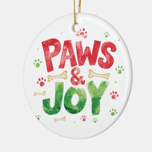 Festive "Paws and Joy" Christmas Pet Lover Holiday Keramisch Ornament (Links)