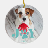 Festive Paws | Foto Pet Keramisch Ornament (Voorkant)
