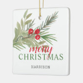 Festive Peace on Earth 3-foto's Keramisch Ornament (Links)