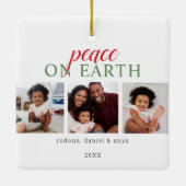 Festive Peace on Earth 3-foto's Keramisch Ornament (Achterkant)