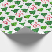 Festive Peace on Earth Kerstbomen Pattern Cadeaupapier (Hoek)