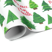 Festive Peace on Earth Kerstbomen Pattern Cadeaupapier (Rol Hoek)