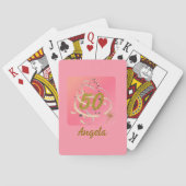Festive Peachy 50 jaar geboortedag herdenking Pokerkaarten (Achterkant)