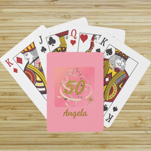 Festive Peachy 50 jaar geboortedag herdenking Pokerkaarten