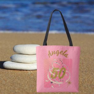 Festive Peachy 50 jaar geboortedag herdenking Tote Bag