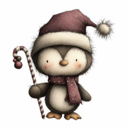 Festive Penguin Friend Staand Fotobeeldje