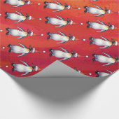 Festive Penguin in a Santa Hat Pattern Cadeaupapier (Hoek)
