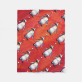 Festive Penguin in a Santa Hat Pattern Fleece Deken (Voorkant)