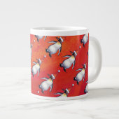 Festive Penguin in a Santa Hat Pattern Grote Koffiekop (Voorkant rechts)