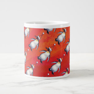 Festive Penguin in a Santa Hat Pattern Grote Koffiekop