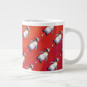 Festive Penguin in a Santa Hat Pattern Grote Koffiekop (Rechts)