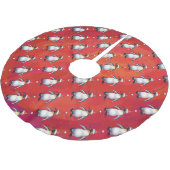 Festive Penguin in a Santa Hat Pattern Kerstboom Rok (Gekanteld)