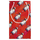 Festive Penguin in a Santa Hat Pattern Klein Cadeauzakje (Achterkant)