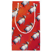 Festive Penguin in a Santa Hat Pattern Klein Cadeauzakje (Voorkant)
