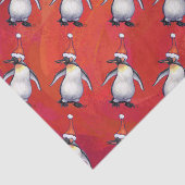 Festive Penguin in a Santa Hat Pattern Tissuepapier (Detail)