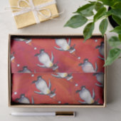 Festive Penguin in a Santa Hat Pattern Tissuepapier (Geschenk)