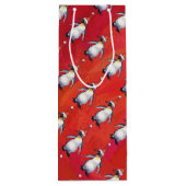 Festive Penguin in a Santa Hat Pattern Wijn Cadeautas (Achterkant)