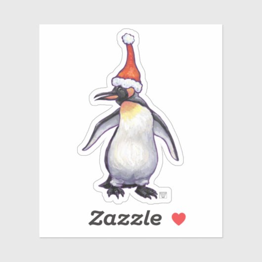 Festive Penguin in a Santa Hat Sticker (Vel)