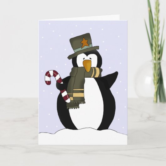 Festive Penguin-kerstKaart Feestdagen Kaart (Voorkant)