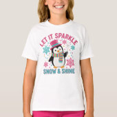Festive Penguin Kids Tee – Snow & Shine Winter Shi T-shirt (Voorkant)