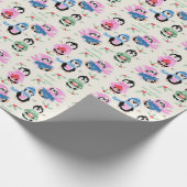 Festive Penguins Pattern Christmas Wrapping Paper Cadeaupapier (Hoek)