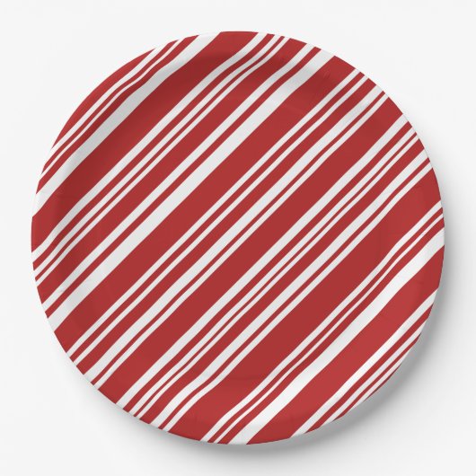 Festive Peppermint Stripe Pattern-Borden Papieren Bordje (Voorkant)