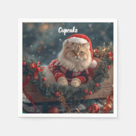 Festive Persian Cat Christmas  Servet