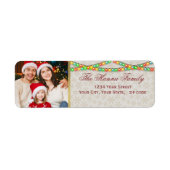 Festive Personalized Family Photo Christmas Lights Etiket (Voorkant)