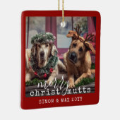 Festive Personalized Funny Dogs Photo ChristusMUTT Keramisch Ornament (Rechts)