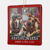 Festive Personalized Funny Dogs Photo ChristusMUTT Keramisch Ornament (Links)