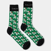 Festive Personalized Holly Berry Green Christmas Sokken (Rechts)
