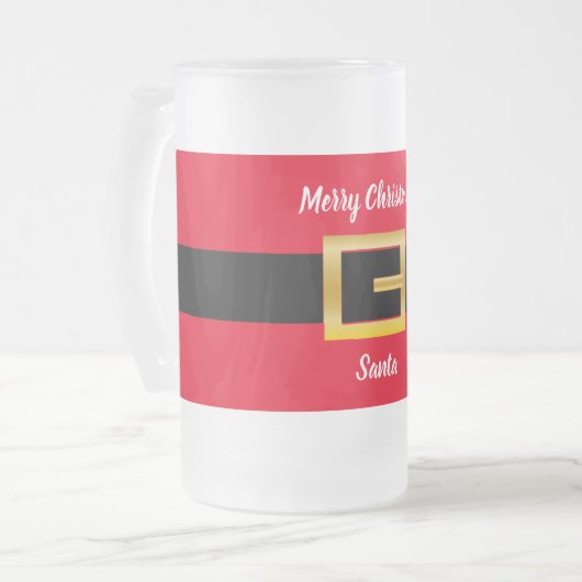 Festive Personalized Santa Design Matglas Bierpul (Voorkant links)