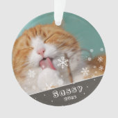 Festive Pet Cat Photo Keepomwille & Kerstmis Ornament (voorkant)