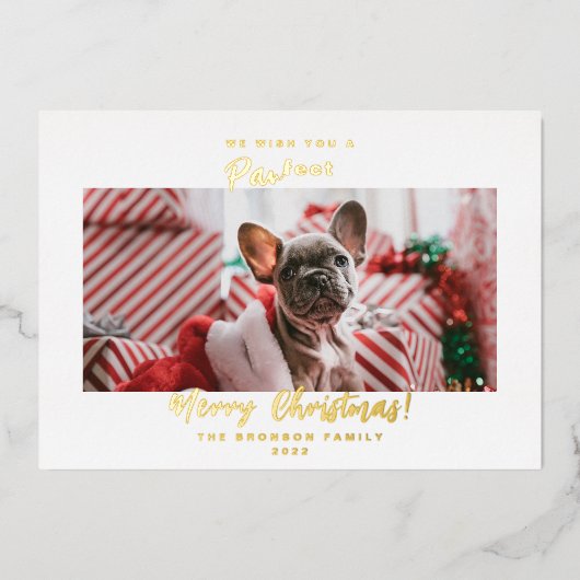 Festive Pet Photo Merry Kerstry Folie Feestdagenkaart (Voorkant)