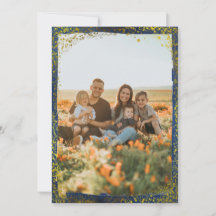 Festive Photo Gold Glitter Stippen Holiday Card