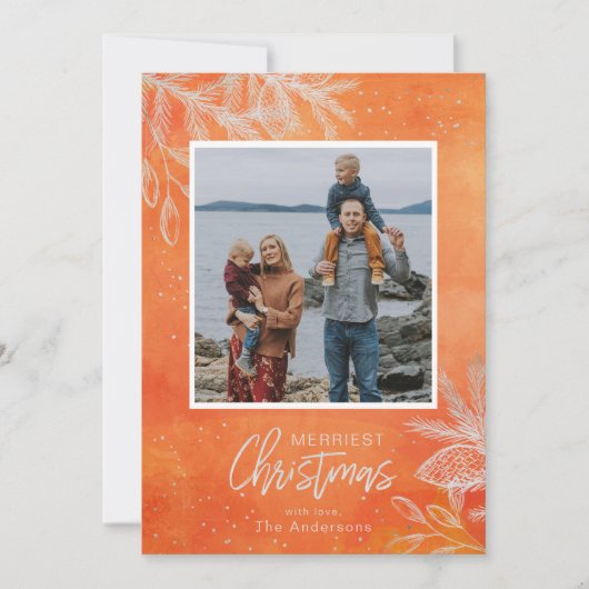 Festive Photo Merriest Kerstmis Snowflake Feestdagenkaart (Voorkant)