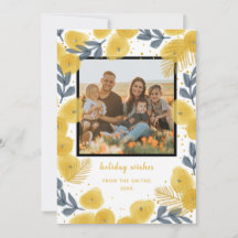 Festive Photo Vibrant Yellow Flowers Holiday Card