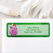 Festive Pig in Santa Hat over Groen Etiket (Insitu)