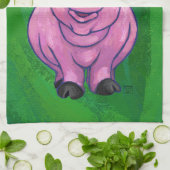 Festive Pig in Santa Hat over Groen Theedoek (Gevouwen)