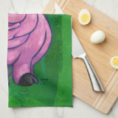 Festive Pig in Santa Hat over Groen Theedoek (Quarter Fold)