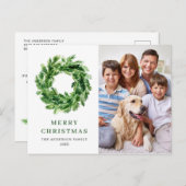 Festive Pine Branch Wreate Kerstfeestdag FOTO Briefkaart (Voorkant / Achterkant)