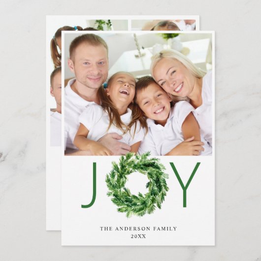 Festive Pine Branch Wreate Kerstmis 4 FOTO Feestdagenkaart (Voorkant / Achterkant)
