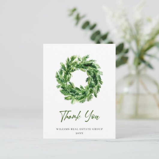 Festive Pine Branch Wreate Kerstmis Dank u Briefkaart (Staand voorkant)