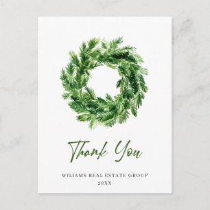 Festive Pine Branch Wreate Kerstmis Dank u Briefkaart
