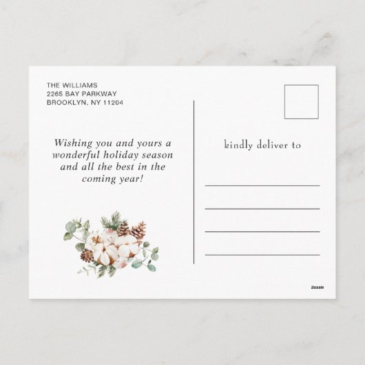 Festive Pine Cones Fir Wreath Merry Kerstmis Feestdagenkaart (Achterkant)