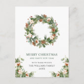 Festive Pine Cones Fir Wreath Merry Kerstmis Feestdagenkaart (Voorkant)