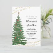 Festive Pine kerstboomster Christelijk bruiloft Kaart (Staand voorkant)