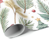 Festive Pine, Poinsettia Christmas Tree Cadeaupapier (Rol Hoek)